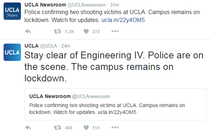 UCLA - ΗΠΑ - tweet - twitter - πυροβολισμοί