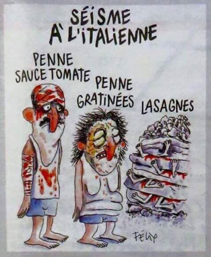 Οργή με σκίτσο του Charlie Hebdo που παρουσιάζει τα θύματα του σεισμού σαν μακαρονάδες