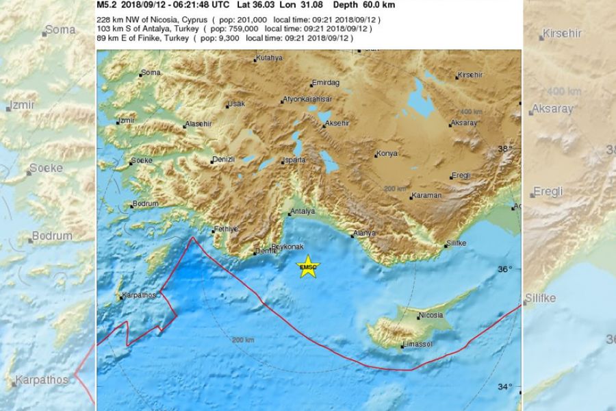 ΚΥΠΡΟΣ : Σεισμική δόνηση  (Χάρτης, Εικόνα)