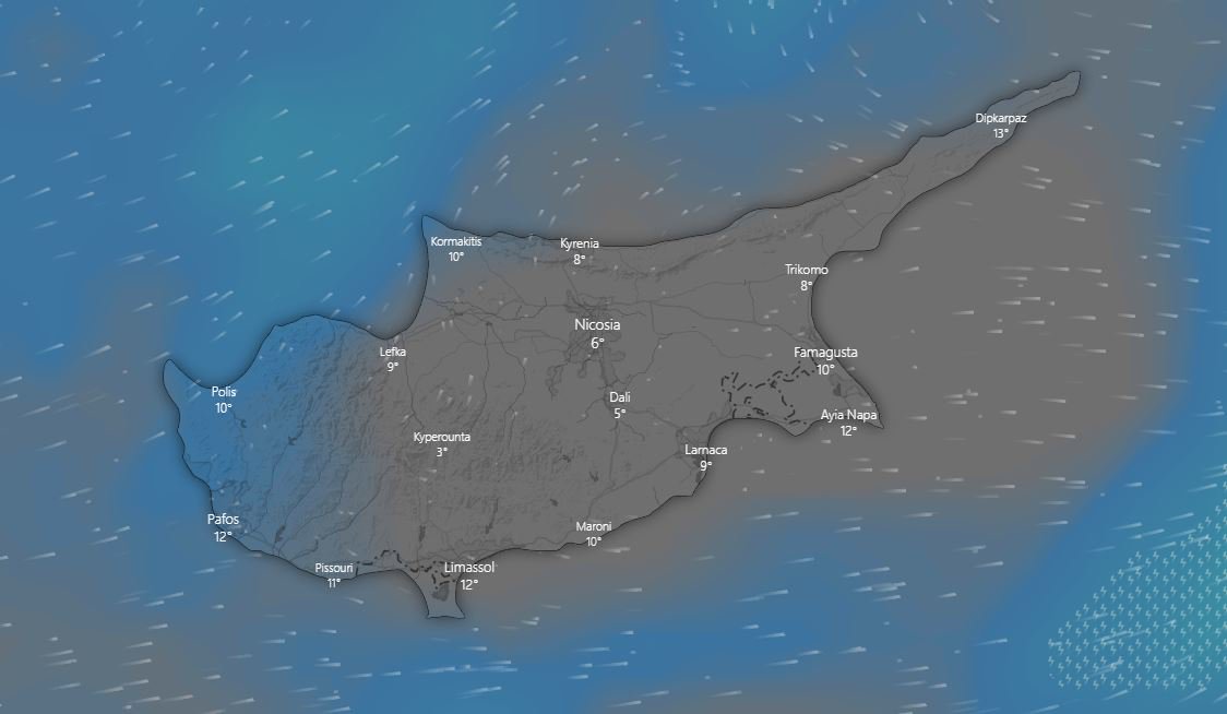 Δείτε ζωντανά την κακοκαιρία που «χτυπάει» την Κύπρο το μεσημέρι
