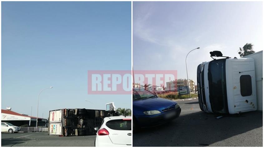 ΕΚΤΑΚΤΟ: Ανατράπηκε φορτηγό μετά από τροχαίο στη Λάρνακα (pics)