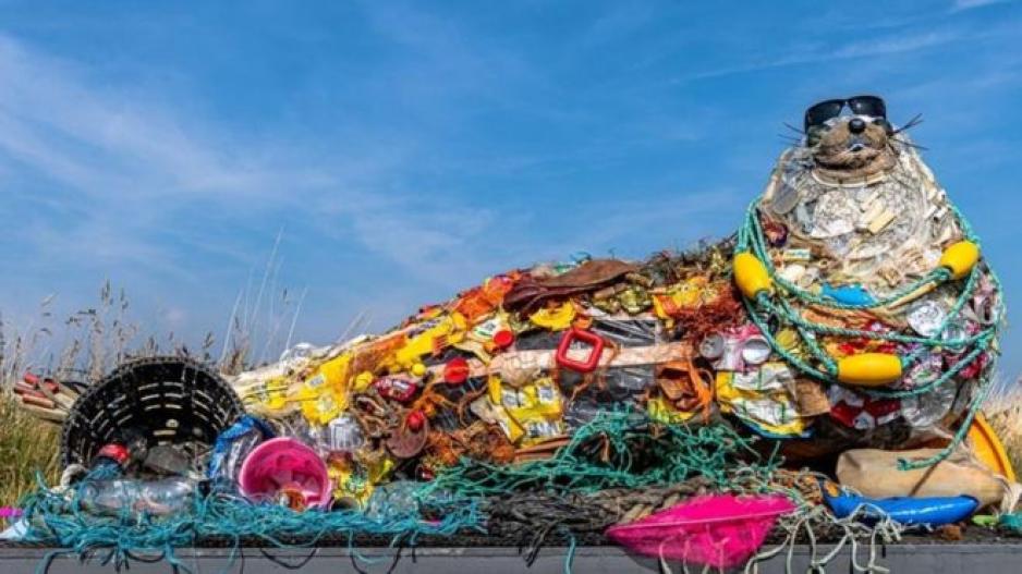 Μια φώκια φτιαγμένη από…σκουπίδια μιας παραλίας (ΦΩΤΟ)
