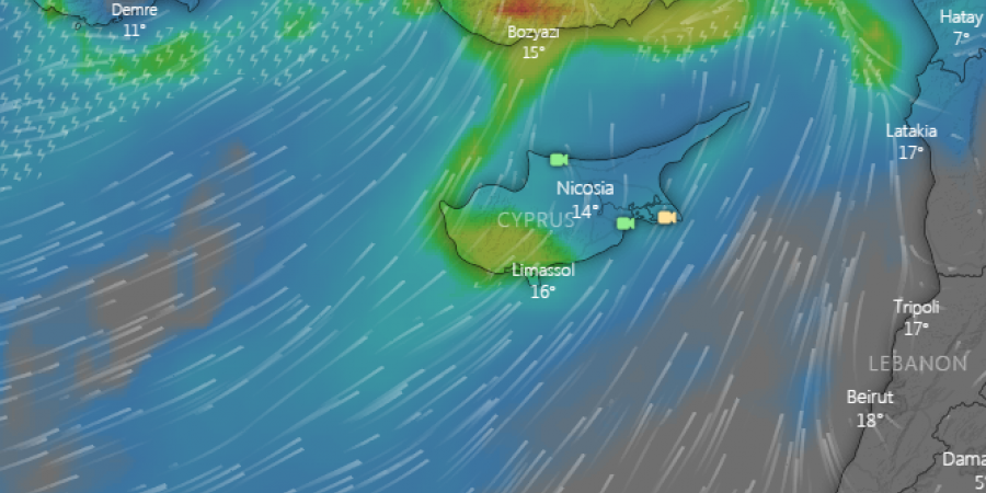 Δείτε την κακοκαιρία να πλησιάζει την Κύπρο – «Χτυπάει» απόψε