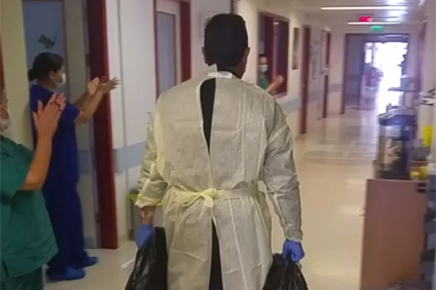 Γ.Ν.Αμμοχώστου: Συγκινητικό βίντεο με παρατεταμένο χειροκρότημα σε ασθενή που είχε κορωνοϊό και πήρε εξιτήριο (βίντεο)
