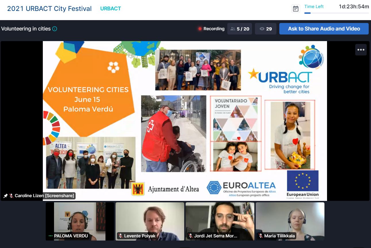 Συμμετοχή του Δήμου Αθηένου, στο Δίκτυο «Πόλεις Εθελοντισμού», στο Φεστιβάλ Πόλεων Urbact