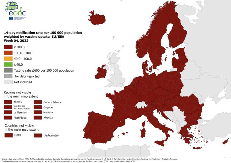 Ολόκληρη η Ευρώπη πλέον στο βαθύ κόκκινο