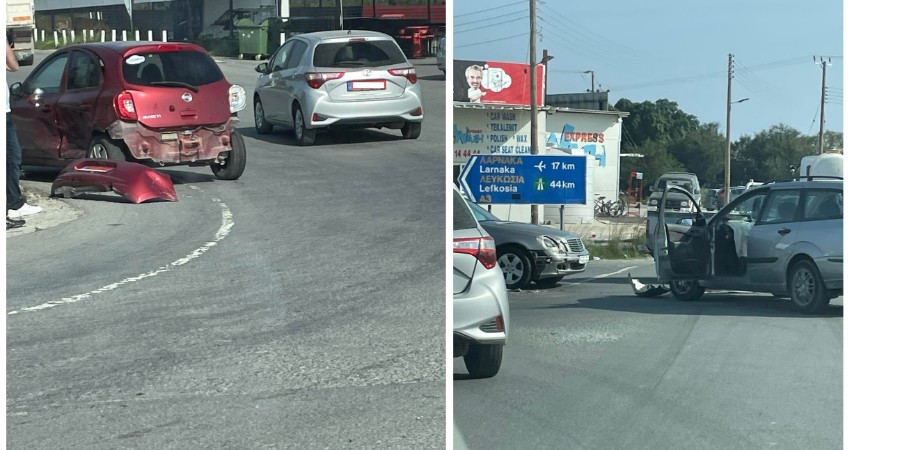 Τροχαίο ατύχημα στη Λάρνακα – Τρία οχήματα συγκρούστηκαν μεταξύ τους (ΦΩΤΟ)