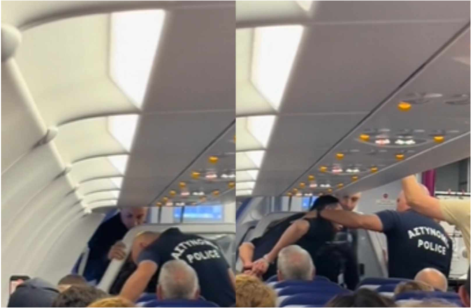 Έβγαλαν άρον άρον με χειροπέδες επιβάτη από αεροπλάνο στο αεροδρόμιο Λάρνακας – «Πάτησε το κουμπί» (βίντεο)