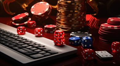 Concept of internet betting illustrated with a laptop, gambling