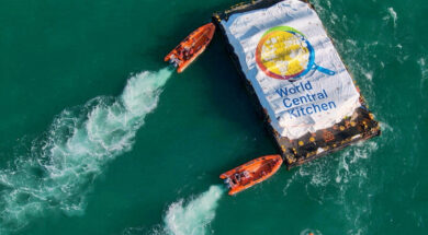FILE PHOTO: Aid supply ship from Cyprus reaches Gaza coast but weather slows delivery