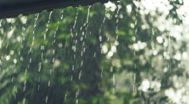 rain outside the windows of the villa. tropics