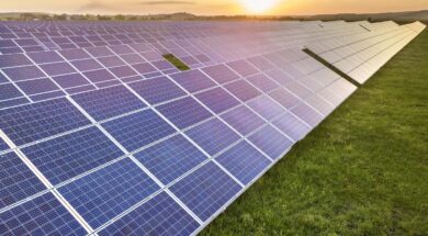Blue solar photo voltaic panels system producing renewable clean