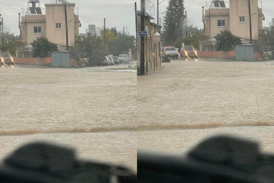 Πλημμύρισαν δρόμοι και σπίτια σε περιοχές της Κύπρου μετά την κακοκαιρία