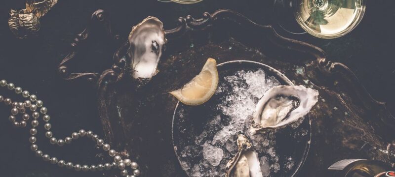 Oysters Pearls Lemon Champagne Dark