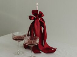 Red-Themed Lifestyle & Celebratory Moments Free Stock Images – Ribbon Candle Holder