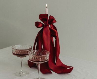 Red-Themed Lifestyle & Celebratory Moments Free Stock Images – Ribbon Candle Holder