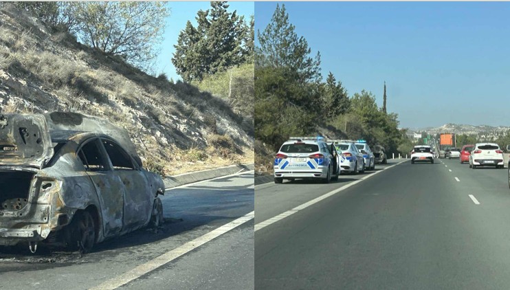 Στις φλόγες όχημα στον αυτοκινητόδρομο Λάρνακας – Λευκωσίας