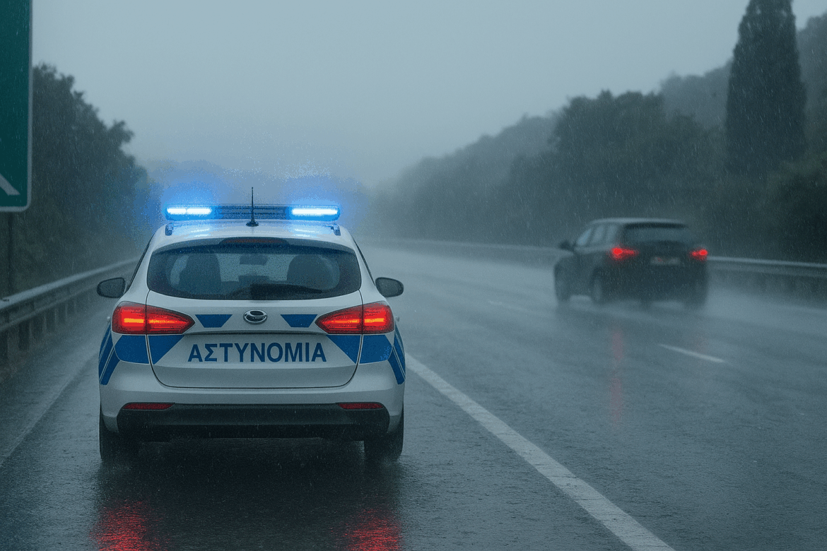 Συστάσεις αστυνομίας σε οδηγούς για ασφαλή οδήγηση σε βρεγμένους δρόμους