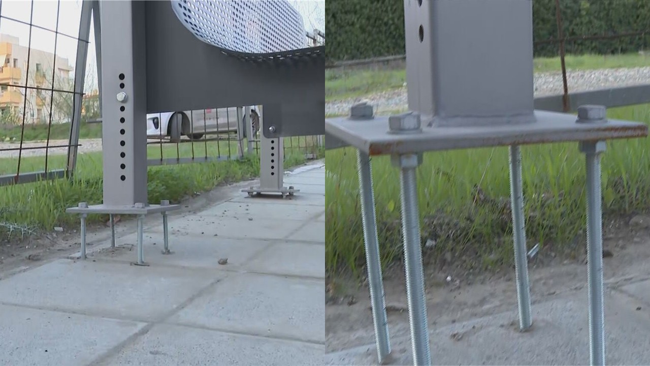 Απίστευτες εικόνες: Έξυπνη στάση λεωφορείου στερεωμένη πάνω σε βίδες ύψους 30 πόντων