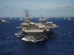 The,Nimitz-class,Aircraft,Carrier,Uss,Ronald,Reagan,Leads,A,Mass