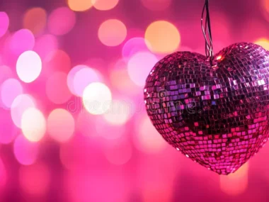 pink-disco-ball-heart-romantic-valentine-love-shiny-festive-decoration-party-image-lights-design-bright-vector-modern-perfect-355926298