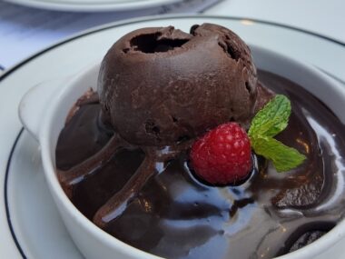 For those who are fasting, we created a warm rich vegan chocolate cake, served with vegan chocol