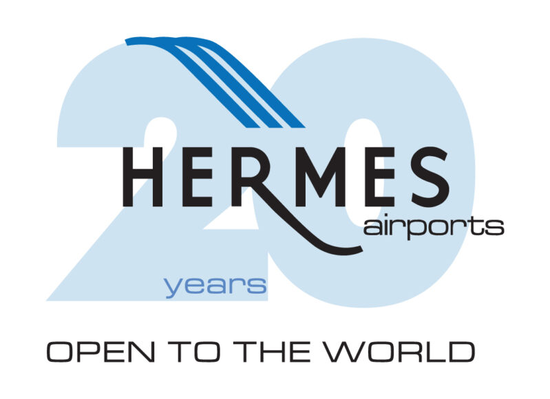 Hermes Airports 20 Years Logo with Tagline