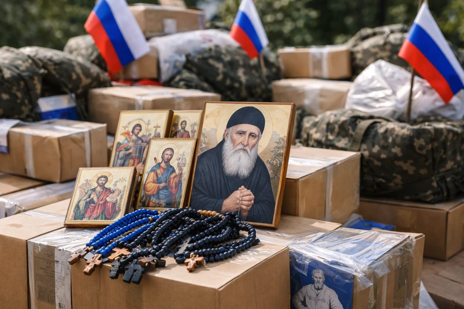 Κομποσκοίνια από Μοναχούς Κύπρο και εικόνες Παϊσίου σε Ρώσους στο μέτωπο