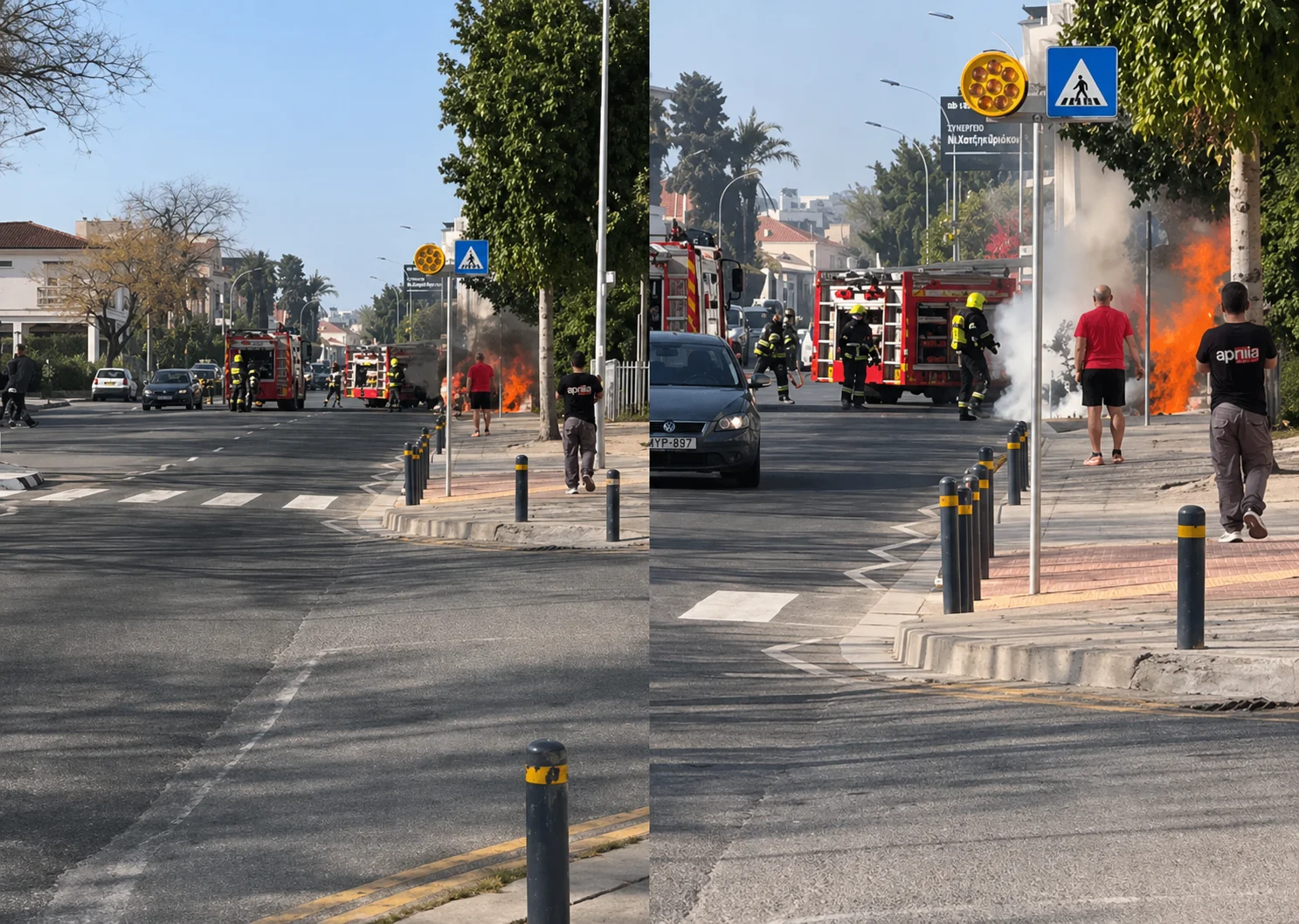 Στις φλόγες εν κινήσει όχημα στη Λευκωσία – Βίντεο από το σημείο