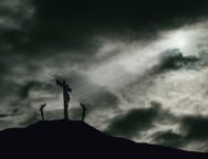 Crucifixion of Jesus on Golgotha With Copy Space