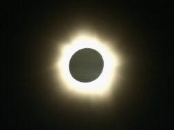 The moon passes in front of the sun during a full solar eclipse at Palm Grove near the northern Australian city of Cairns