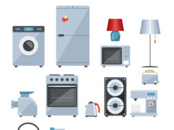 Colored icons of home appliances