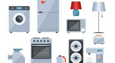 Colored icons of home appliances