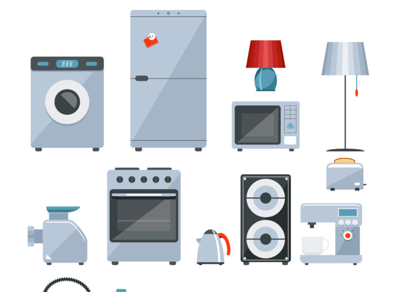 Colored icons of home appliances