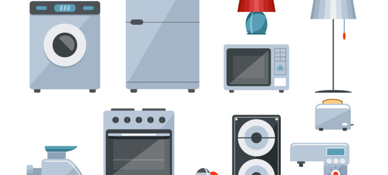Colored icons of home appliances