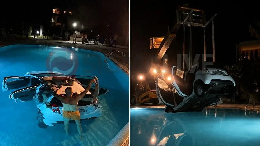 Όχημα κατέληξε σε πισίνα συγκροτήματος διαμερισμάτων στην Πάφο  (φώτο)