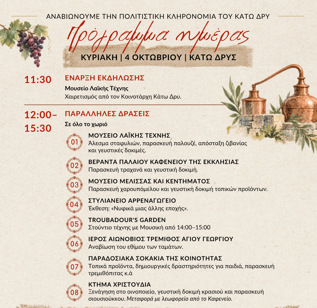 «Αναβιώνουμε την Πολιτιστική Κληρονομιά του Κάτω Δρυ»