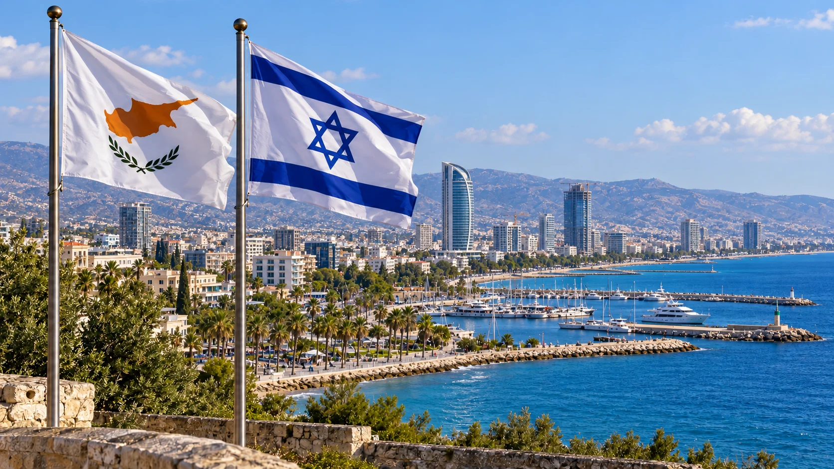 cyprus_and_israel_flags_over_limassol_bay